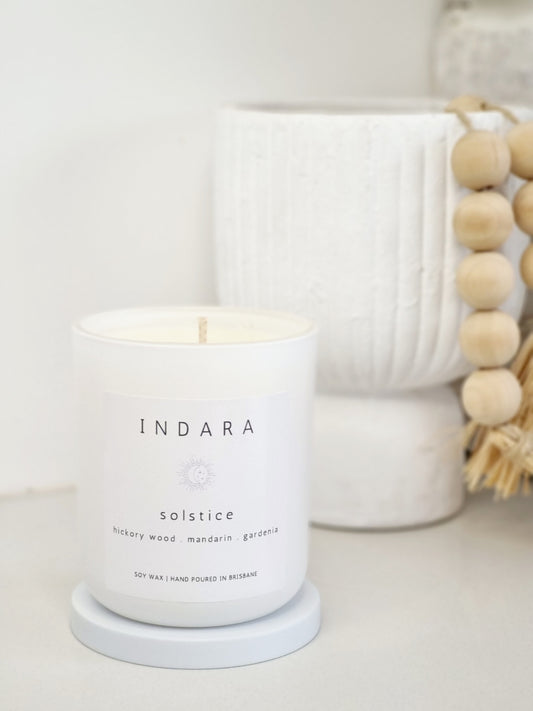 Solstice Candle - hickory wood, mandarin & gardenia